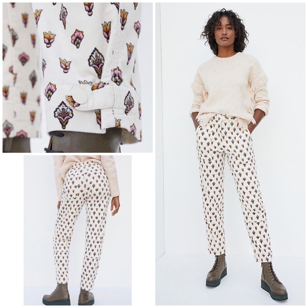 NWT Anthropologie Floral FLEURETTE CORDUROY PANT 4​​​​​​​